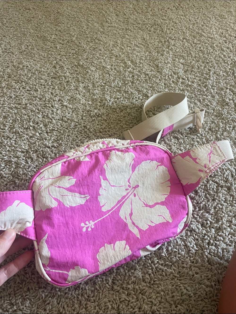 ALOHAS Pink and Cream Floral Crossbody Belt Bag - Picture 2 of 2